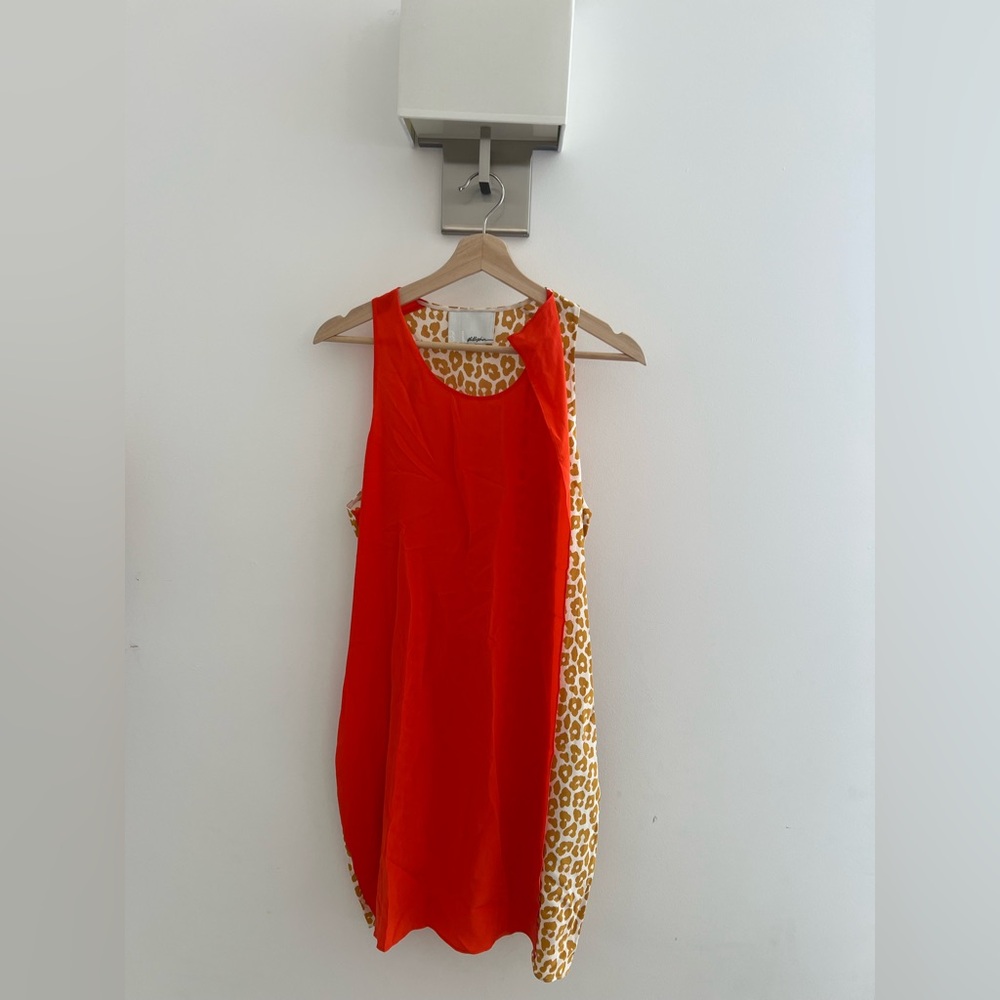 3.1 Phillip Lim Orange and Leopard Print Dress